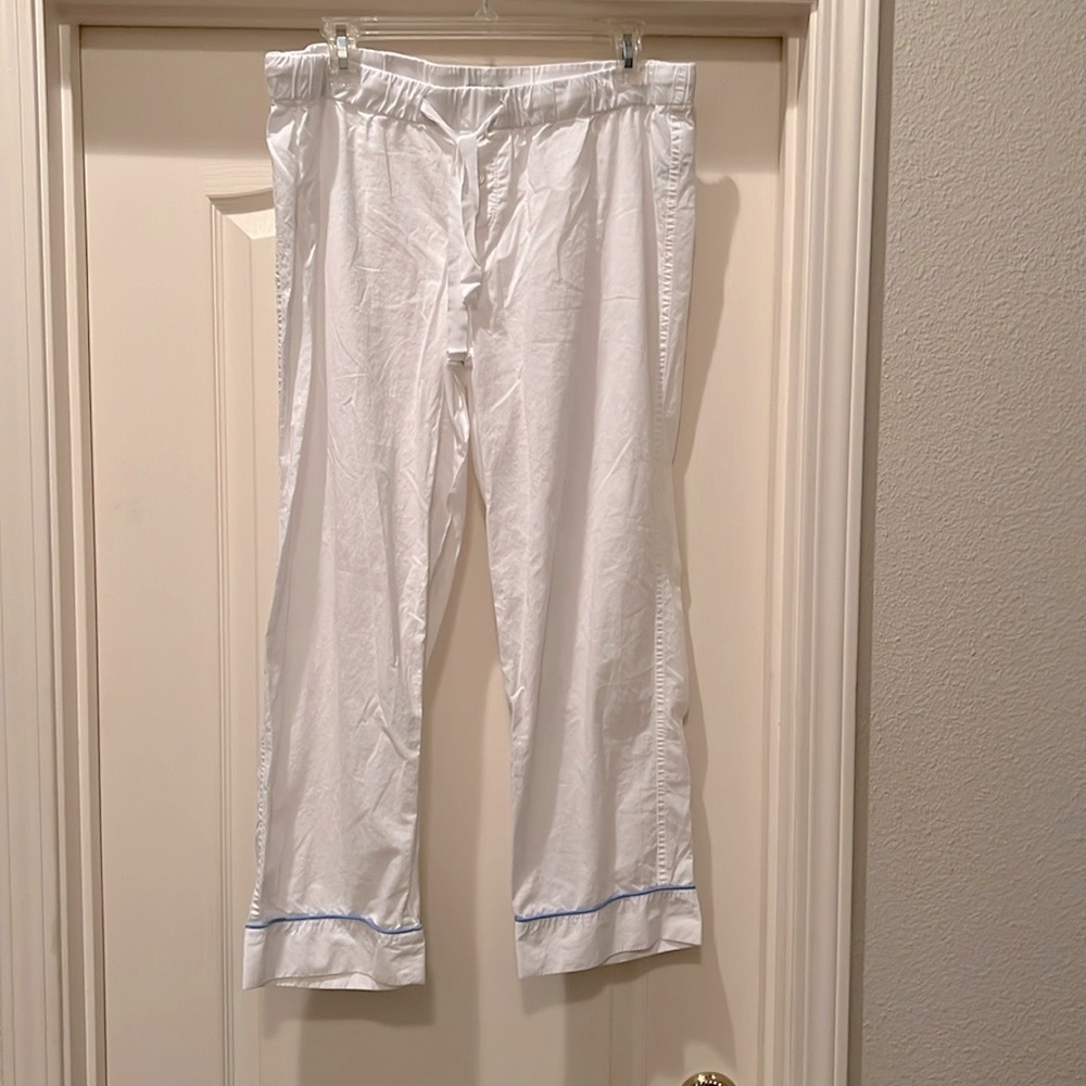 J. Crew Pajama Pant White with blue trim size medium